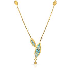 Glitzy Blue Stone Bead Gold Necklace - Trinka Collection