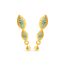 Modish Double Pear Drop Gold Earrings - Trinka Collection