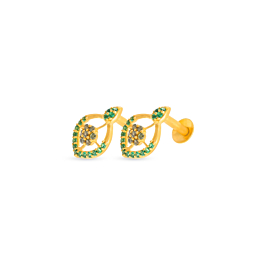 Tantalizing Leaf Pattern Floral Gold Earrings - Trinka Collection