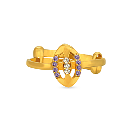 Splendid Dual Stoned Adjustable Gold Ring - Trinka Collection