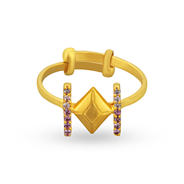 Sparkling Rhombic Adjustable Gold Ring - Trinka Collection