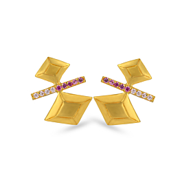 Spectacular Dual Square Gold Earring - Trinka Collections