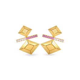Spectacular Dual Square Gold Earring - Trinka Collections