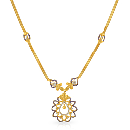Shimmering Designer Floral Gold Necklace - Trinka Collection