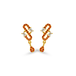 Shimmering Orange Stone Gold Earring - Trinka Collection