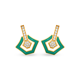Glorious Hexagon Gold Earrings - Resin Collection