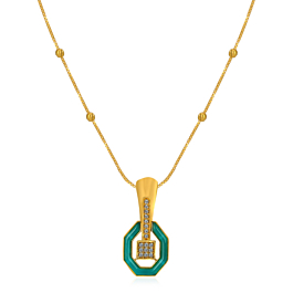 Trendy Hexagon Aqua Allure Gold Necklace - Resin Collection