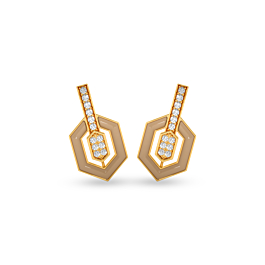 Fascinating Geometric Pattern Gold Earrings - Resin Collection
