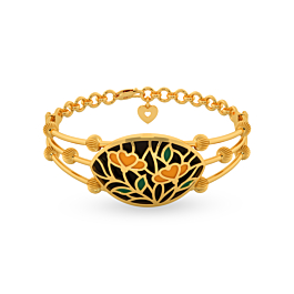 Charming Floral With Leaf Pattern Gold Bracelet