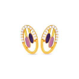 Glamourous Pink and Purple in Town Gold Earrings-Popstel Collection
