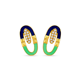 Pretty Enamel Coated Gold Earrings