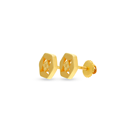 Contemporary Hexagonal Gold Earrings