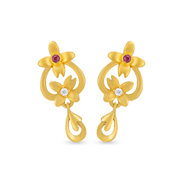 Alluring Floral Gold Earrings