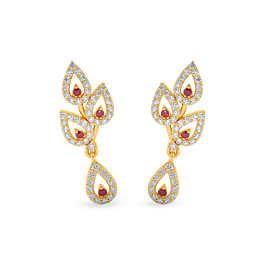 Charming Floral Bud Drop Gold Earrings