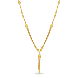 Stylish Carved Beaded Gold Necklace