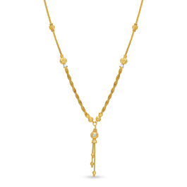 Ravishing Twisted Rope With Beaded Gold Necklace