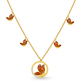 Stellar Pride O Red Butterfly Gold Necklace
