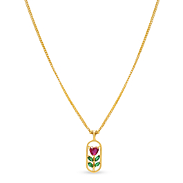 Gleaming Dual Stone Floral Gold Necklace - Hrdaya Collection