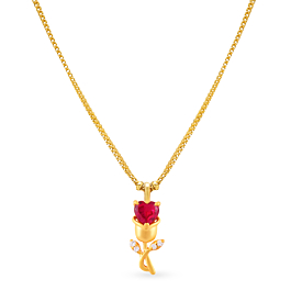 Fancy Floral Heart Gold Necklace - Hrdaya Collection