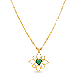 Trendy Multifaceted GreenHeart Gold Necklace - Hrdaya Collection