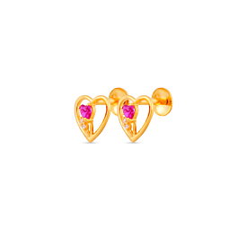 Attractive Dual Heart Gold Earrings - Hrdaya Collection