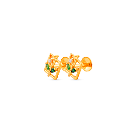 Amiable Cubic Floral Gold Earrings - Hrdaya Collection