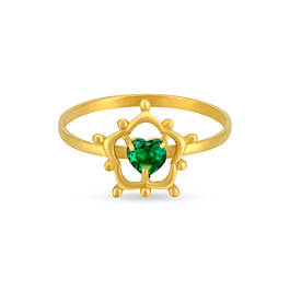 Attractive Green Stone Heart Gold Ring