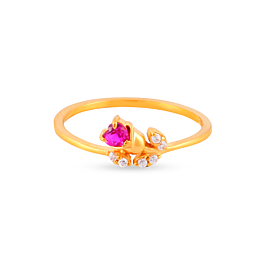 Glorious Floral With Heart Gold Ring - Hrdaya Collection