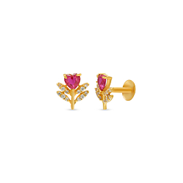 Gleaming Floral Gold Earrings - Hrdaya Collection