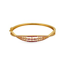 Modern Twisted Pink Stone Gold Bracelet