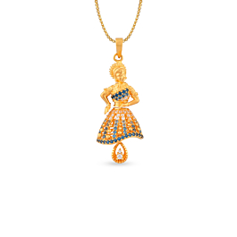 Ornate Dew Drops Gold Pendant - Mudra Collection