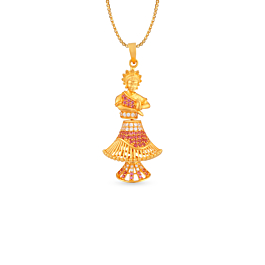 Glimmering Dancing Doll Gold Pendant - Mudra Collection