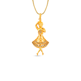 Adorable Mesh Pattern Gold Pendant - Mudra Collection