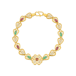 Charismatic Floral With Heartin Gold Bracelet - Ruya Collection