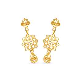 Enchanting Geometric Pattern Gold Earrings - Ruya Collection