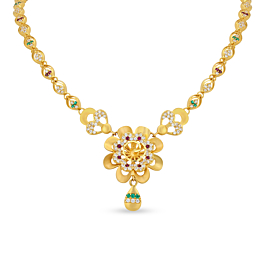 Mesmerizing Floral Gold Necklace - Ruya Collection