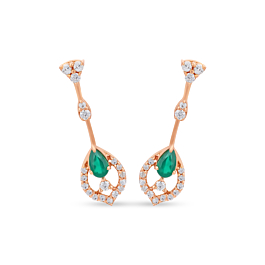 Glinting Green Stone Gold Earrings - Rosette Collection