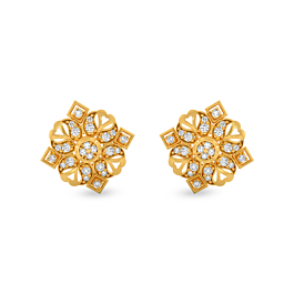 Glitzy Cubic Paisley Gold Earrings