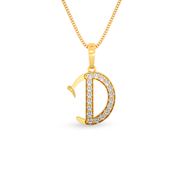 Dazzling Stone Studed Letter D Gold Pendant
