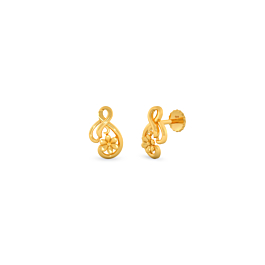 Elegant Glossy Floral Gold Earrings