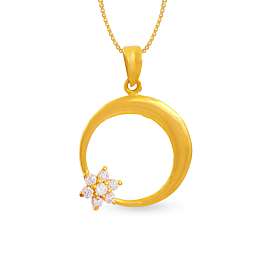 Excellent Moon And Floral Gold Pendant