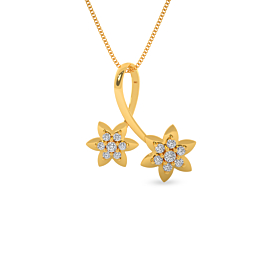 Glam Twin Floral Gold Pendant