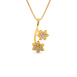 Glamorous Twin Floral Gold Pendant
