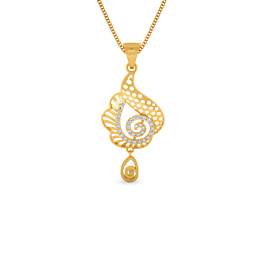 Crescent Drop Design Gold Pendant