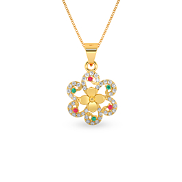 Ethereal Color Stones Floral Gold Pendant