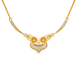 Bejeweled Floral Style Gold Pendant