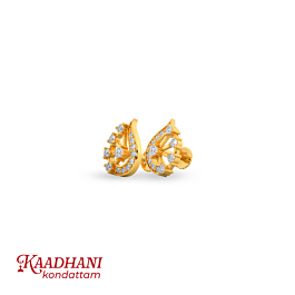 Sparkle Stylish Pear Design Gold Earrings