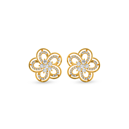 Majestic Flower Design Gold Earrings
