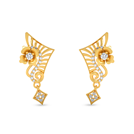 Scintillating Floral Swirl Gold Earrings