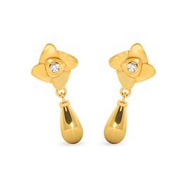 Glamorous Floral Drop Gold Earrings